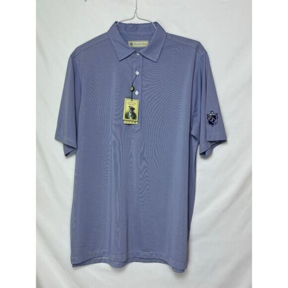 Donald Ross Men L Short Sleeve Golf Polo Blue/White Pinstripe NWT - Picture 1 of 8